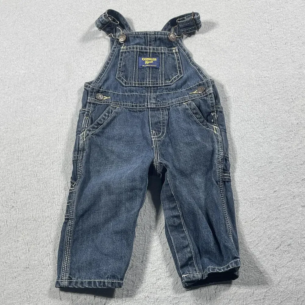 OshKosh B'gosh‎ Denim Overalls Baby 9 Months Carpenter Pockets Jeans